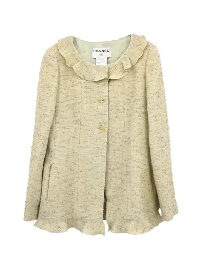 Pre-owned Chanel 1999 Ruffled Tweed Jacket In Neutrals