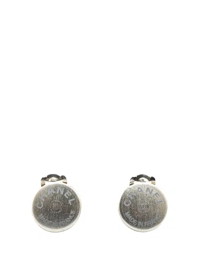 Pre-owned Chanel 1999 Silver Cc Logo Clip On Earrings Costume Earrings