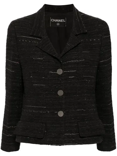 Pre-owned Chanel 1999 Single-breasted Tweed Jacket In Black
