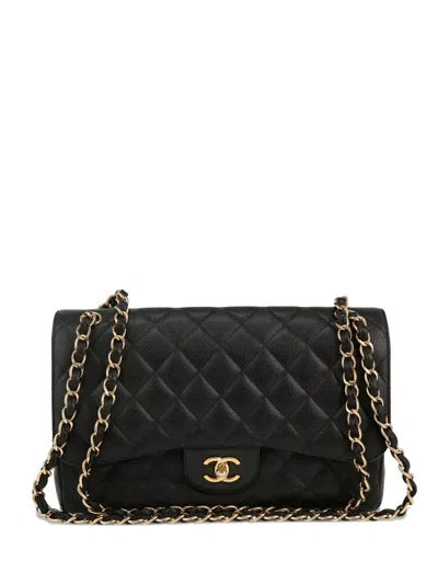 Pre-owned Chanel 1999 Timeless Jumbo Quilted Grained Shoulder Bag In Black
