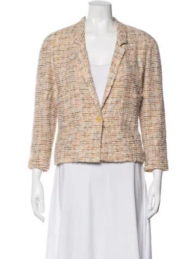 Pre-owned Chanel 1999 Tweed Pattern Blazer In Neutral