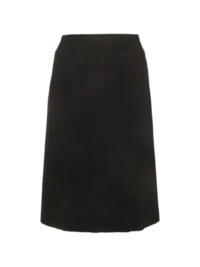 Pre-owned Chanel 1999 Wrap Midi Skirt In Black