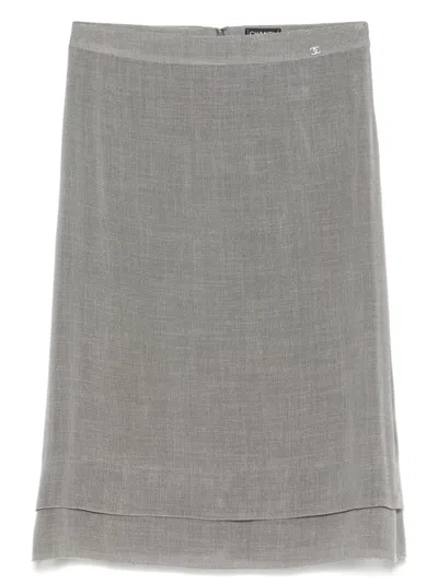 Pre-owned Chanel 1999 Zip-up Midi Skirt In 灰色