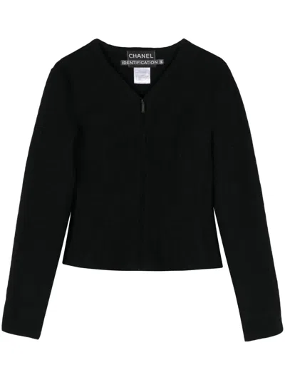 Pre-owned Chanel 1999 Zip-up Wool Jacket In Black