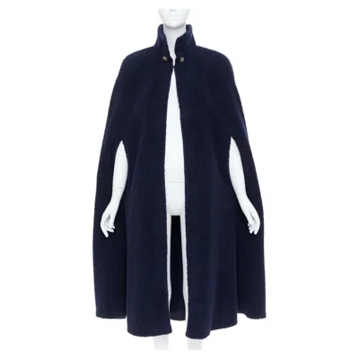 Pre-owned Chanel 19a Cashmere Silk Teddy Boucle Fleece Longline Cloak Cape Coat Fr34 Xs In Black