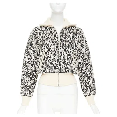 Pre-owned Chanel 19a Coco Neige Embossed Monogram Jacquard Cropped Bomber Jacket Fr34 Xs In Gray