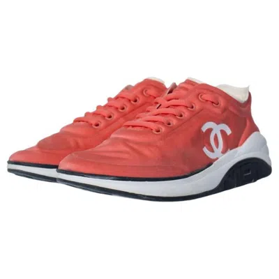Pre-owned Chanel , 19p Pink Lycra Cc Logo Low Top Trainers