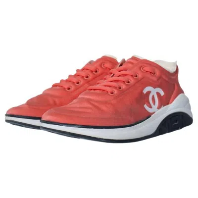 Pre-owned Chanel , 19p Pink Lycra Cc Logo Low Top Trainers