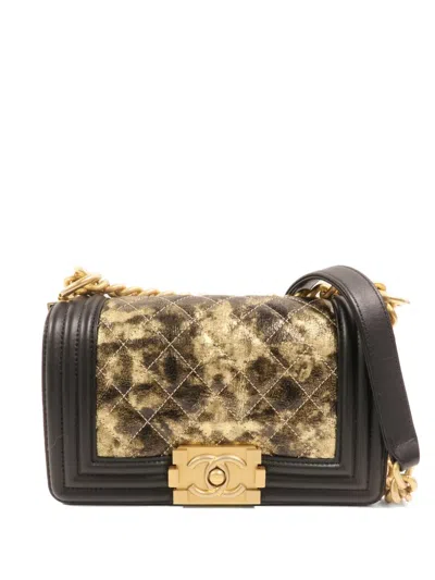 Pre-owned Chanel 20 Boy Chain-strap Calfskin Shoulder Bag In Black