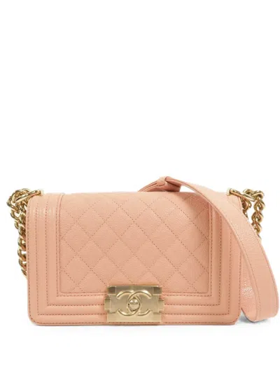 Pre-owned Chanel 20 Boy Chain-strap Shoulder Bag In Pink