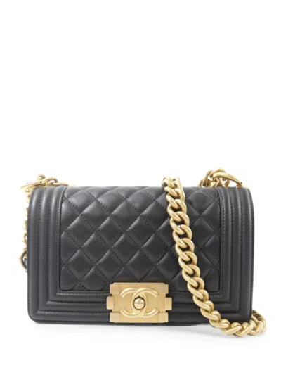 Pre-owned Chanel 20 Boy Quilted Shoulder Bag In Black