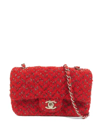 Chanel 20 Mini Flap Tweed Shoulder Bag In Red