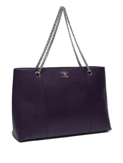 Pre-owned Chanel 2000-2001 Caviar-leather Shoulder Bag In Purple