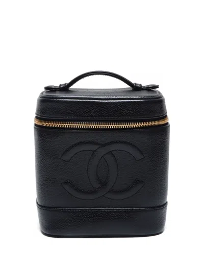 Pre-owned Chanel 2000-2001 Cc-mark Leather Handbag In Black