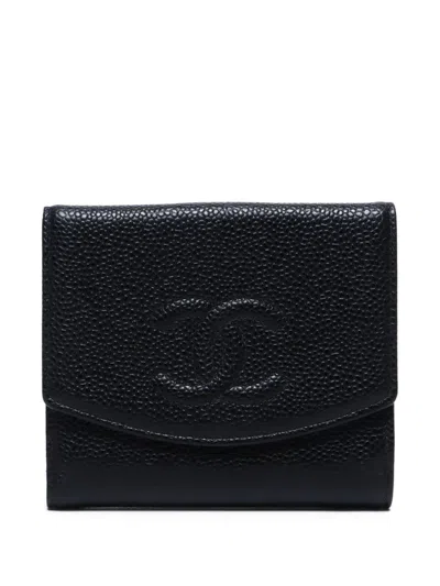Pre-owned Chanel 2000-2001 Cc Mark Wallet In 黑色