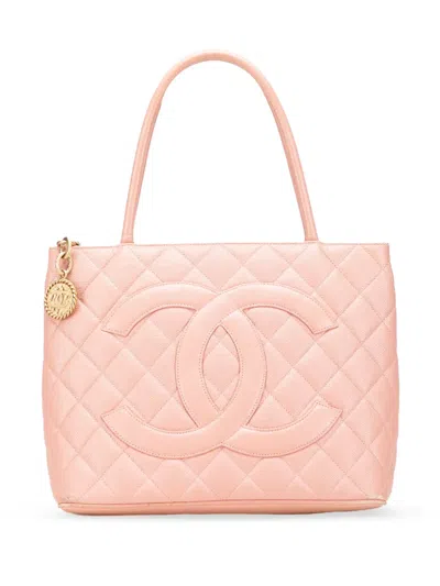 Pre-owned Chanel 2000-2002 Caviar Medallion Tote Bag In Pink
