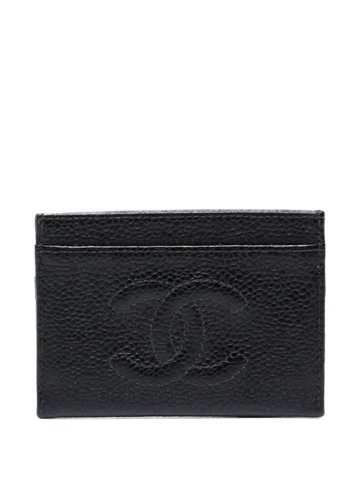Pre-owned Chanel 2000-2002 Cc Card Holder In Black