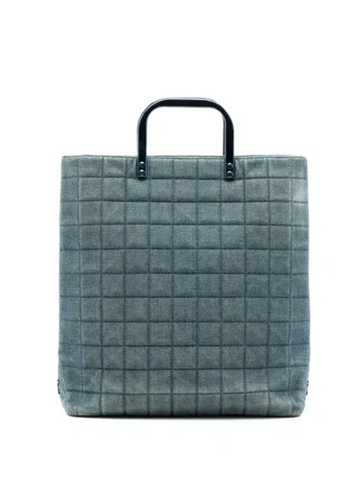 Pre-owned Chanel 2000-2002 Cc Chocolate Bar Denim Tote Bag In Blue
