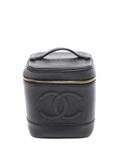 Pre-owned Chanel 2000-2002 Cc-logo Vanity Bag In Black