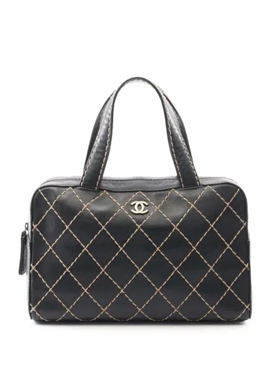 Pre-owned Chanel 2000-2002 Cc Quilted Wild Stitch Handbag In Black
