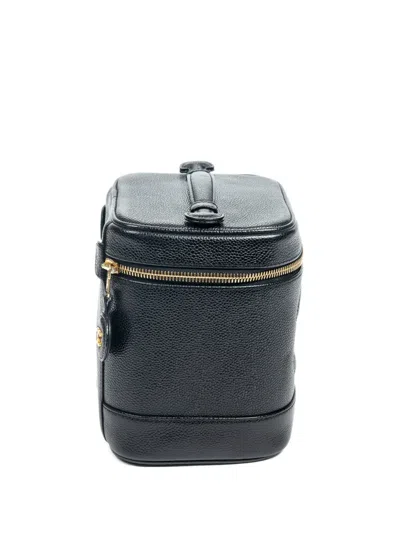Pre-owned Chanel 2000-2002 Cc Tall Vanity Case In Black