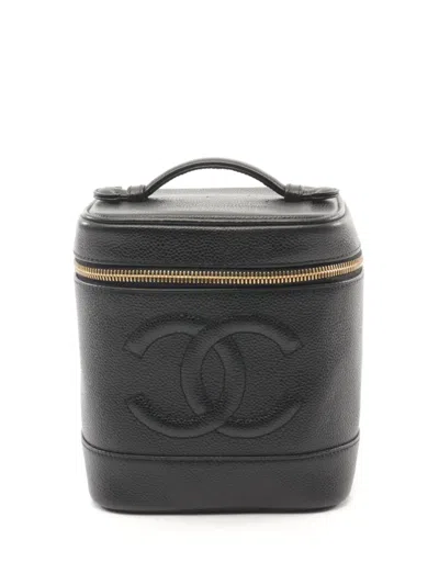 Pre-owned Chanel 2000-2002 Cc Vanity Handbag In Black