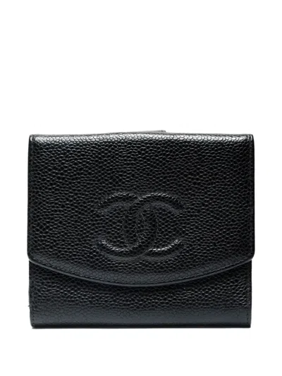 Pre-owned Chanel 2000-2002 Cc Wallet In Black