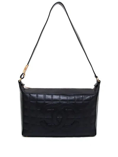Pre-owned Chanel 2000-2002 Choco Bar Shoulder Bag In Black