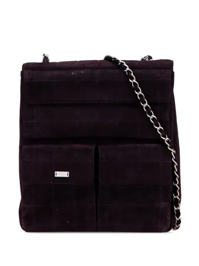 Pre-owned Chanel 2000-2002 Chocolate Bar Reissue Suede Multipocket Chain Flap Crossbody Bag In Purple