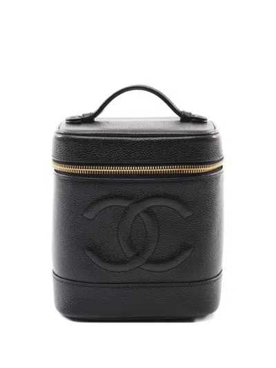 Pre-owned Chanel 2000-2002 Coco Mark Vanity Bag In Black