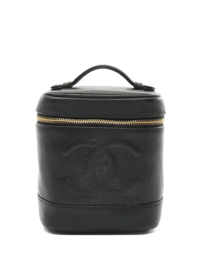 Pre-owned Chanel 2000-2002 Coco Mark Vanity Bag In Black