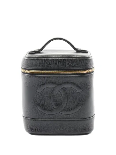 Pre-owned Chanel 2000-2002 Coco Mark Vanity Bag In Black