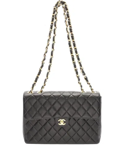 Pre-owned Chanel 2000-2002 Decamatlassé 30 Shoulder Bag In Black