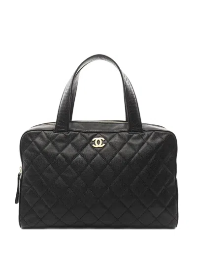 Pre-owned Chanel 2000-2002 Diamond-quilting Tote Bag In Black
