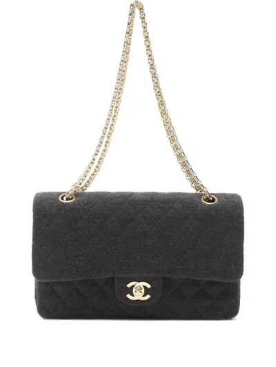 Pre-owned Chanel 2000-2002 Double Flap Shoulder Bag In Grey