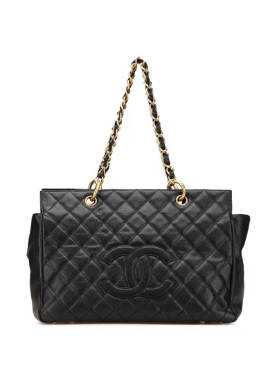 Pre-owned Chanel 2000-2002 Grand Quilted Caviar Timeless Shopping Tote Bag