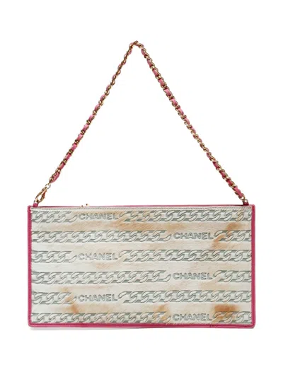 Pre-owned Chanel 2000-2002 Logo-debossed Shoulder Bag In Neutral