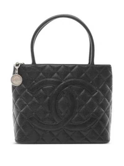 Pre-owned Chanel 2000-2002 Medallion Tote Bag In Black