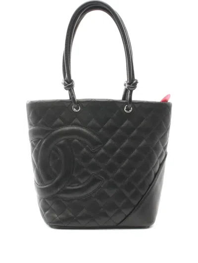Pre-owned Chanel 2000-2002 Medium Cambon Ligne Handbag In Black