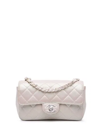 Pre-owned Chanel 2000-2002 Mini Rectangular Classic Iridescent Lambskin Single Flap Crossbody Bag