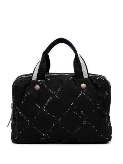 Pre-owned Chanel 2000-2002 Old Travel Line Nylon Handbag In Black