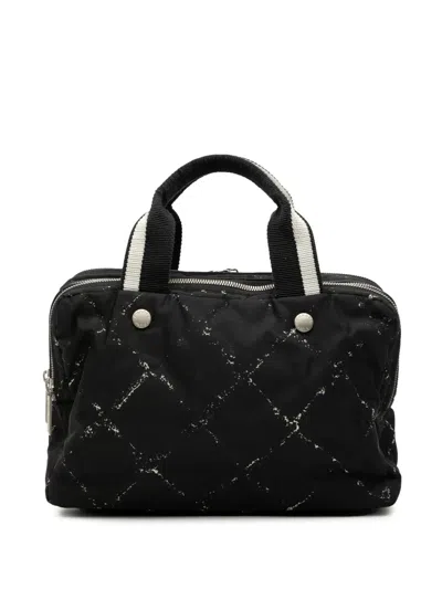 Pre-owned Chanel 2000-2002 Old Travel Line Nylon Handbag In Black