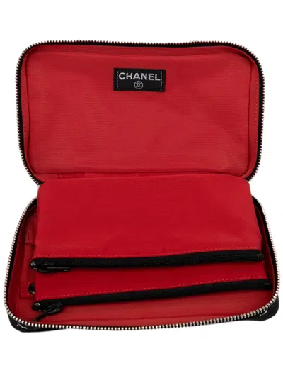Pre-owned Chanel 2000-2002 Old Travel Line Nylon Pouch In Black
