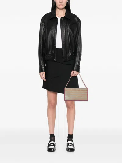 Pre-owned Chanel 2000-2002 Pony Hair Logo Chain Pochette Handbag In Pink