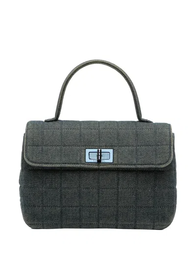 Pre-owned Chanel 2000-2002 Reissue 2.55 Chocolate Bar Denim Top Handle Flap Handbag In Blue