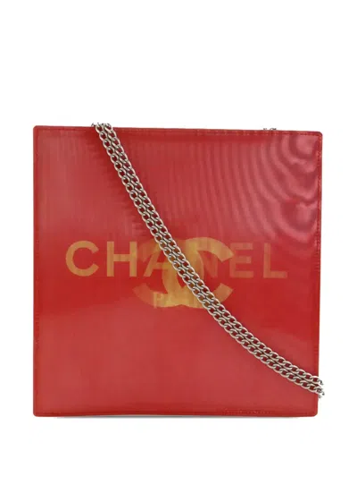 Pre-owned Chanel 2000-2002 Vinyl Hologram Cc Shoulder Bag In Red