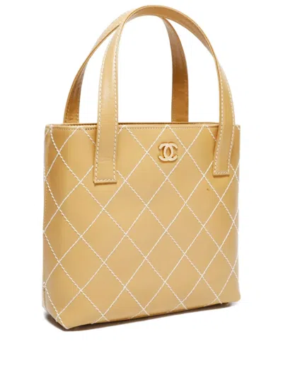 Pre-owned Chanel 2000-2003 Wilde Stitch Tote Bag In Yellow