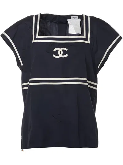 Pre-owned Chanel 2000-2010s Coco Mark Top In Blue
