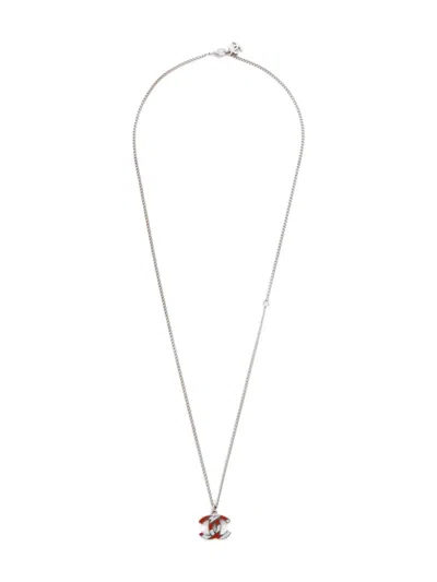 Pre-owned Chanel 2000-2016s Cc Mark Necklace In Silver