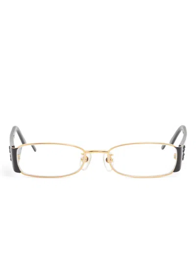 Pre-owned Chanel 2000-2020s Cc Mark Rectangle-frame Glasses In Gold